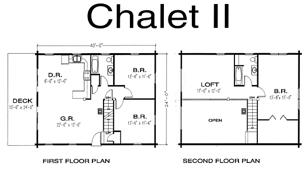 Chalet II Log Home floorplans
