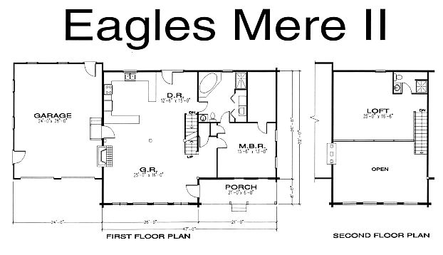 Eagles Mere II Log Home floorplan