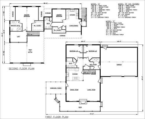Harmony Two-family log home Floor Plan