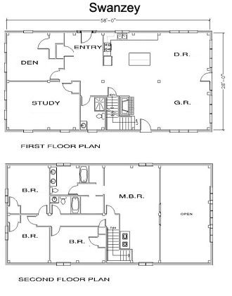 Swanzey Timber Frame Post & Beam Home floorplan